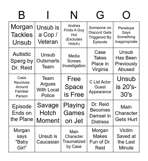 Criminal Minds Bingo Card