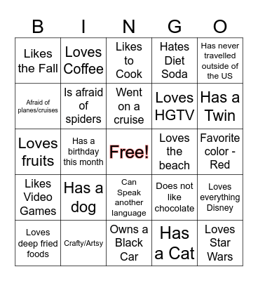 Kung Fu Panda Bingo Card