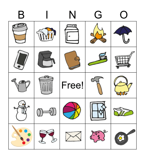 Everyday Objects Bingo Card