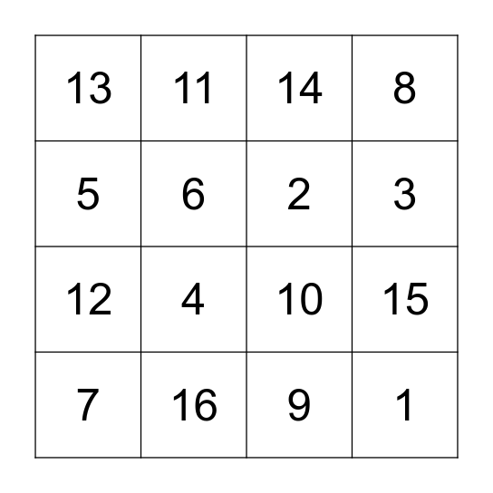 Addition & Subtraction Bing Bingo Card