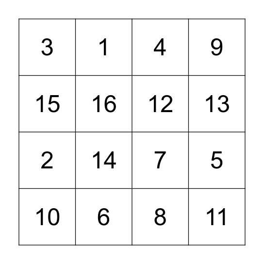 Addition & Subtraction Bing Bingo Card