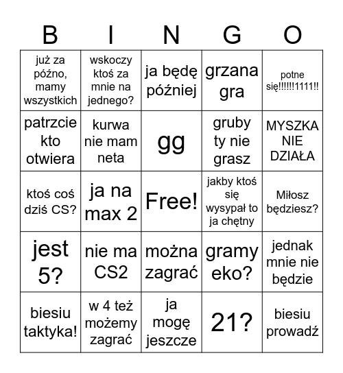 Bingo wersja logistyczna Bingo Card