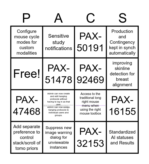 Merge PACS BINGO! Bingo Card