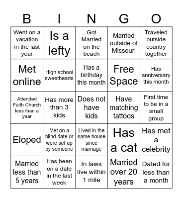 CORD Small Group Bingo Card