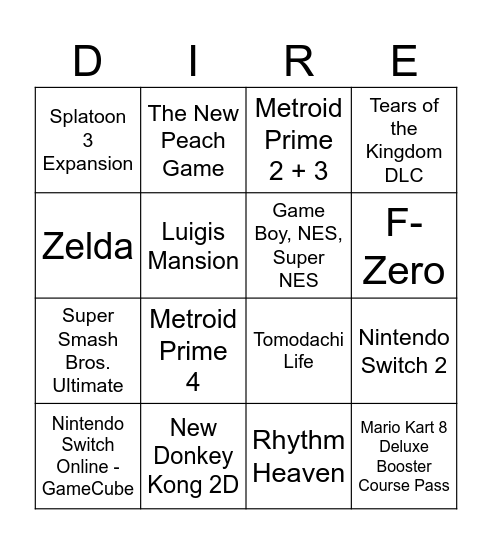 Reecee🎄 on X: My Bingo Card for the September 2022 Nintendo Direct   / X