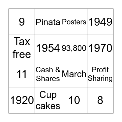 Bonus Day Bingo Card