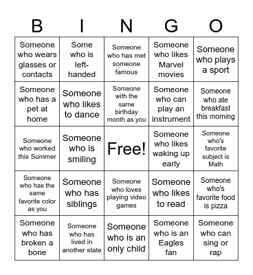 Human Bingo Card