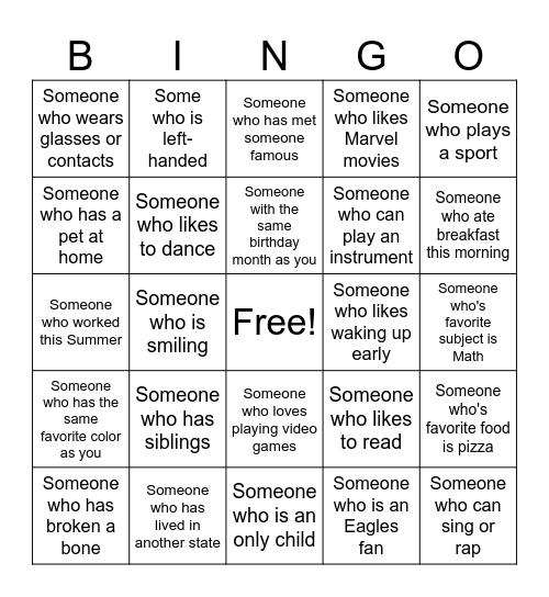 Human Bingo Card