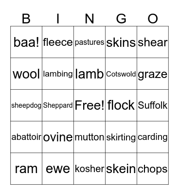 SHEEP FARM Bingo Card