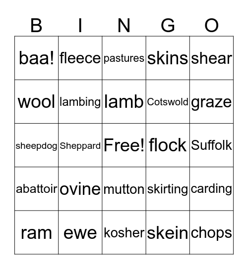 SHEEP FARM Bingo Card