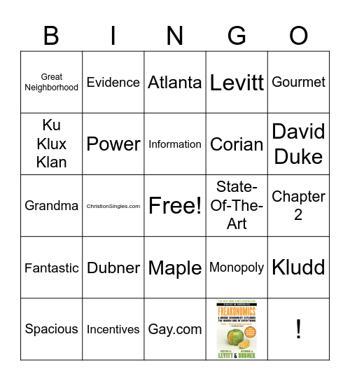 Freakonomics Chapter 2 the second Bingo Card