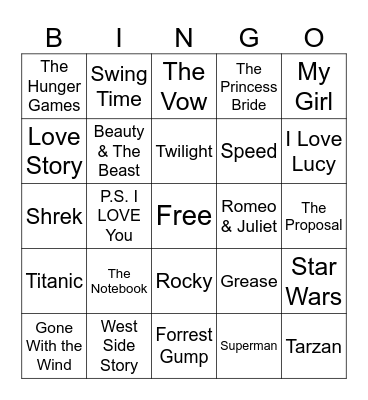 MOVIE  Bingo Card