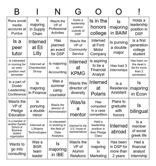 Find a brother who... Bingo Card