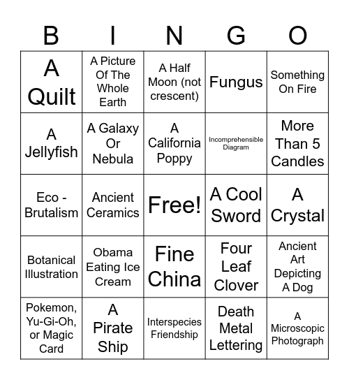 High Dimensional Bingo Card