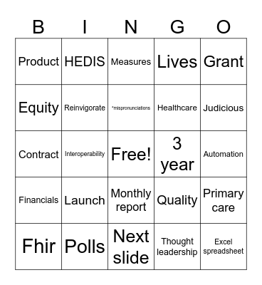 NCQA Bingo Card