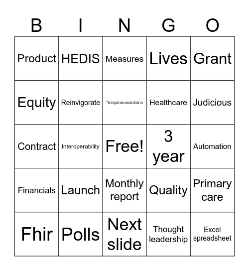 NCQA Bingo Card