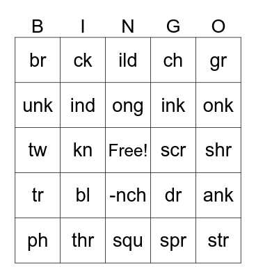 Up to Lesson 52 Bingo Card