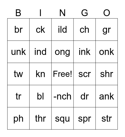 Up to Lesson 52 Bingo Card