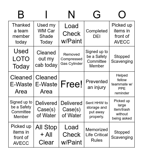 Palmdale LF Bingo Card