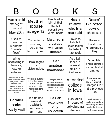 SCL Staff Fun Facts! Bingo Card