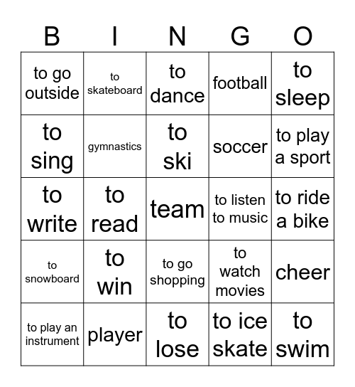 Actividades Bingo Card