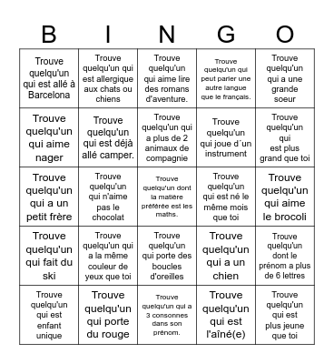 Trouve quelqu'un qui... #1 Bingo Card