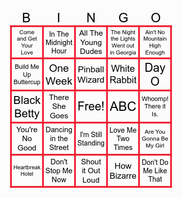 MUSIC BINGO at the Ann Arbor Eagles! Bingo Card