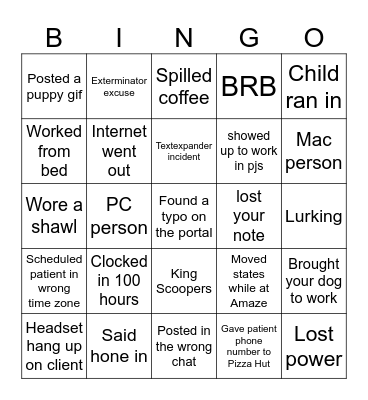 Mental Team Bingo Card