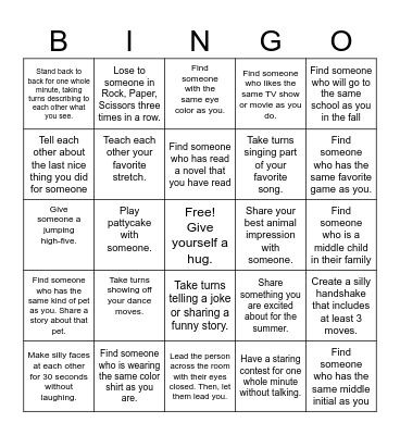 Interactive Human Bingo Card