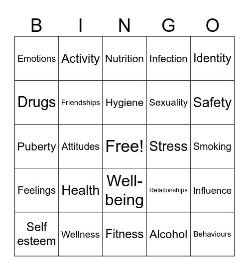Health Bingo Card