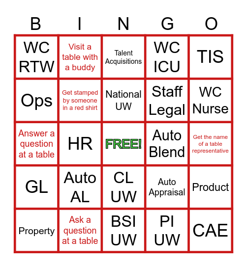 Under the Umbrella Career Exploration Bingo Card