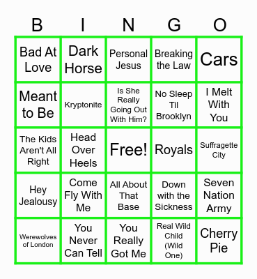 MUSIC BINGO at the Ann Arbor Eagles! Bingo Card