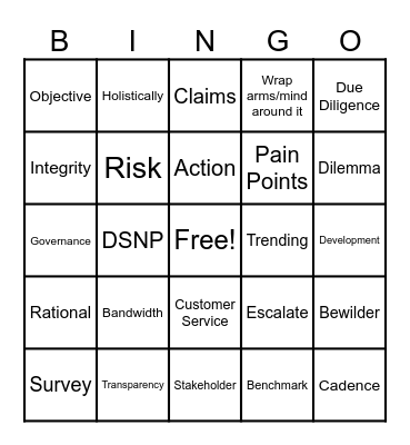 Compliance Bingo Card