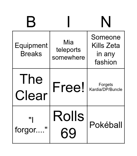 Bomi Raid Night Bingo Card