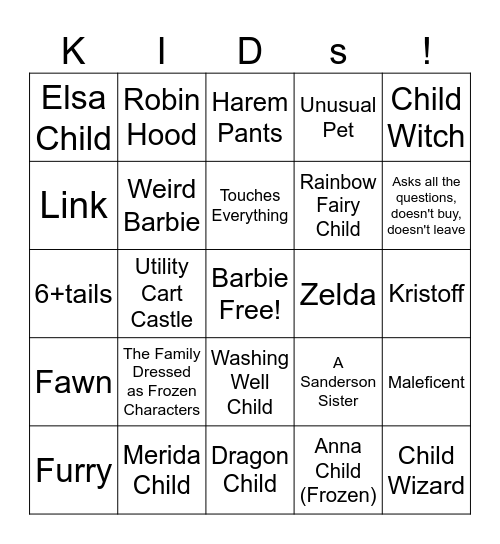 Villager Bingo Childrens Weekend 2 Bingo Card