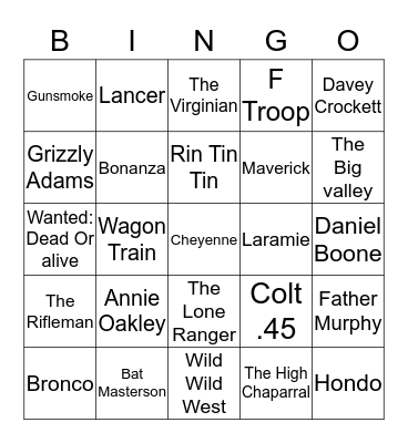 Wild West Bingo Card