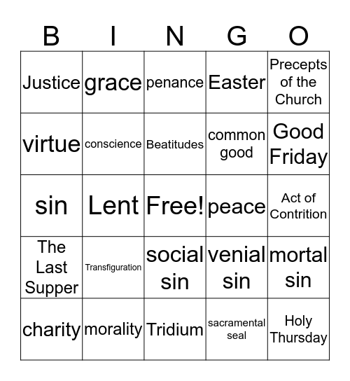 MORALITY Bingo Card
