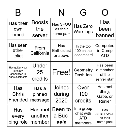 Untitled Bingo Card