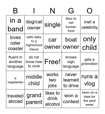 PROFILE BINGO Card