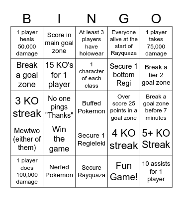 Pokemon Unite Bingo 1 Bingo Card