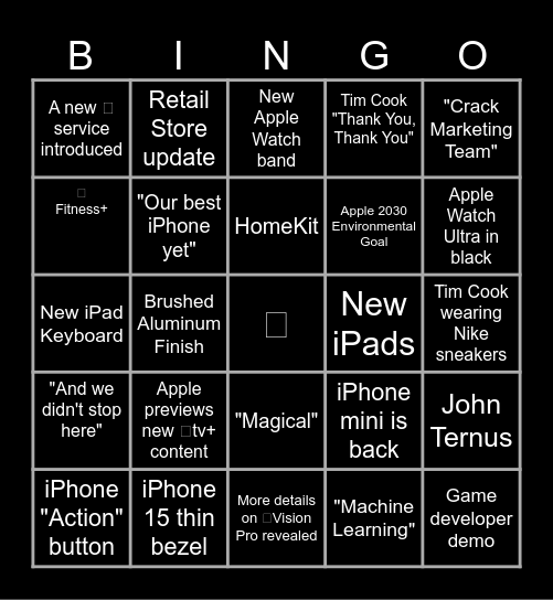 Wonderlust Event Bingo Card