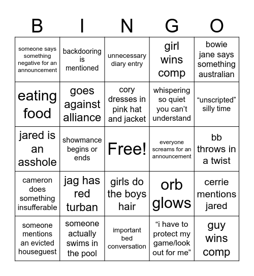 BBBingo 4.0 Bingo Card