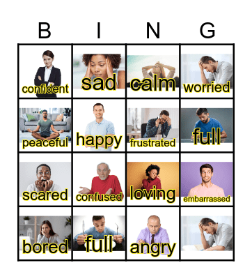 Emotions and Feelings Bingo Card