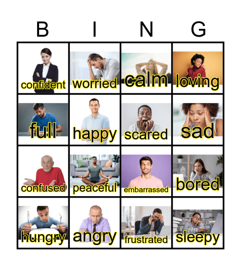 Emotions and Feelings Bingo Card