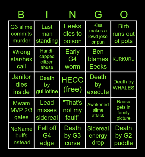 Akkan Bingo Card