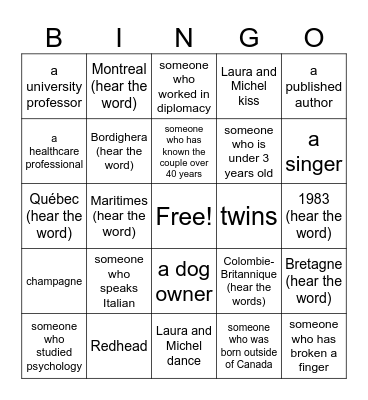 BINGO - LAURA & MICHEL Bingo Card
