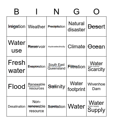 Water in the World Bingo Card