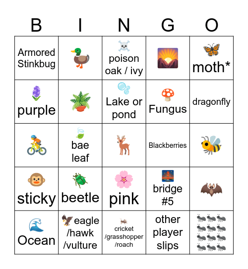 Trail Bingo Card
