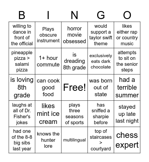 8-8 Bingo Card