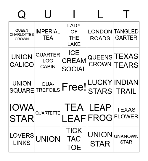 QUILT BINGO Card